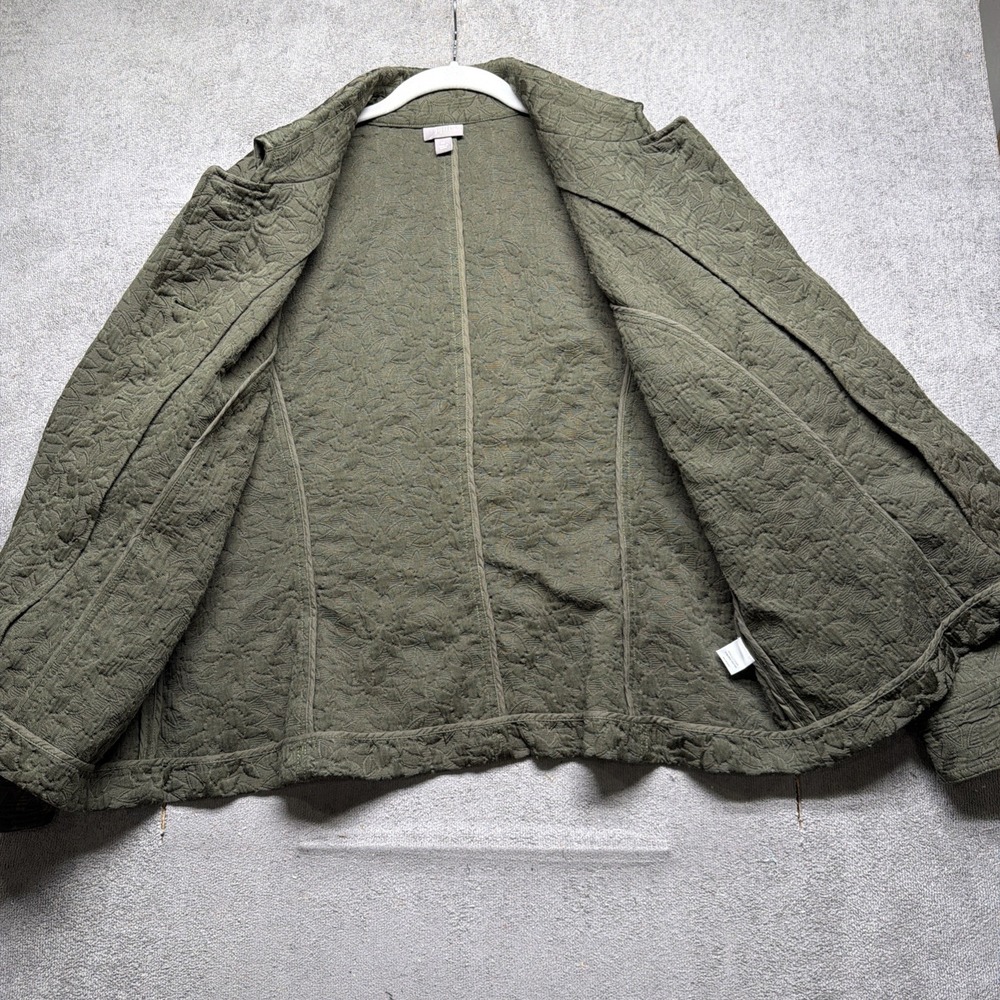 J Jill Women's Olive Green‎ Embroidered Jacket Textured Boho Layer XL - Picture 5 of 12